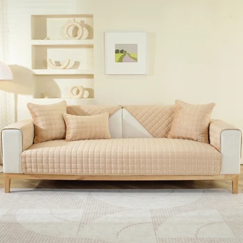 Утолщенная бархатная диванная подушка, универсальный плюшевый нескользящий чехол для дивана в гостиной, теплый фланелевый чехол для спинки дивана, полотенце, наволочка Изображение 2