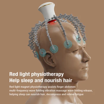 Физиотерапевтический Электрический массажер для головы с магнитным красным светом, Осьминог с 12 Когтями, Беспроводной Массажер для кожи головы, Облегчающий Головную боль, Расслабляющий эффект Изображение 2