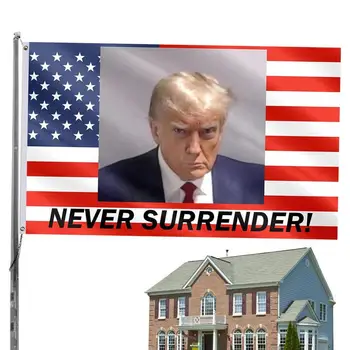 Флаг с фотографией Трампа, никогда не сдавайся, баннер Трампа, Флаг Америки, Устойчивый к выцветанию, Прочный Наружный флаг для дома, внутреннего сада. Изображение 2