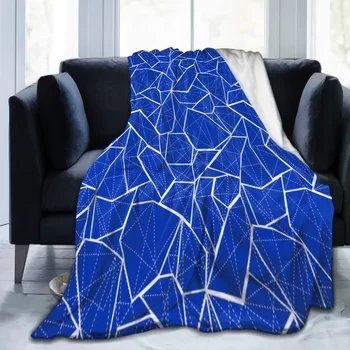 Фланелевый флисовый плед синего цвета, Геометрическое одеяло для дивана, Супер Мягкое Уютное Плюшевое пушистое одеяло из микрофибры, легкое теплое Изображение 2