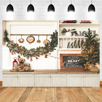 Фон для фотосъемки Mocsicka Merry Christmas, реквизит для украшения кухни, медвежонок, фон для фотосъемки портрета ребенка, баннер