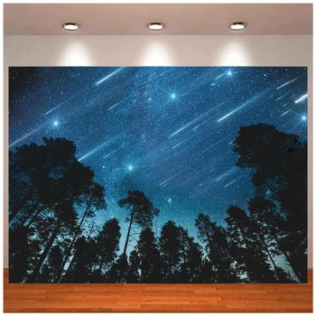 Фон для фотосъемки Лесной Звездный Декор С Галактикой Ночное Небо Природа Деревья Пейзаж Для Общежития Гостиная Декор Спальни Баннер