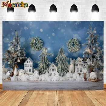 Фоны для фотосъемки рождественской елки, зимняя снежная страна чудес, деревянный пол, Рождественский детский портрет, фон для фотосессии, фотостудия