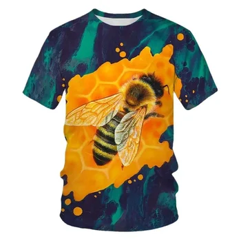 Футболка с пчелиным принтом для мальчиков и девочек, летний топ в стиле хип-хоп харадзюку, модная повседневная футболка с круглым вырезом, детская футболка с коротким рукавом