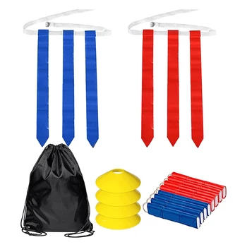 Футбольный набор с флагом-14 шт. ремней с 42 флажками (21 красный и 21 синий флажки) Ремни с флажками для тренировок при приземлении