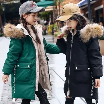 Хлопковая куртка для девочек, зимняя новая детская хлопковая куртка для девочек средней длины, толстое и теплое зимнее пальто для девочек Изображение 2