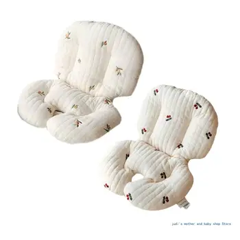 Хлопковая подушка для детского обеденного стула 67JC, мягкая и дышащая подушка для коляски, теплый коврик для стульчика для кормления, нескользящая утолщенная подушка-вкладыш Изображение 2