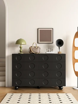 Черный минималистичный шкаф с восемью запасными частями, Шкафчик для хранения задней бабки в спальне, Комод, Шкаф для прихожей в гостиную Изображение 2