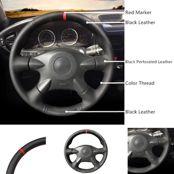 Черный Чехол на Руль из Искусственной кожи для Nissan Almera (N16) X-Trail (T30) Primera (P12) Terrano 2 Pathfinder Paladin Изображение 2