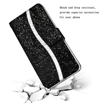 Чехол-бумажник Из Искусственной Кожи С Блестящими Побрякушками Для Samsung Galaxy S23 Ultra S22 Plus S21 FE S20 S10 S10e S9 S8 S7, Откидная Крышка-Книжка Для Карт