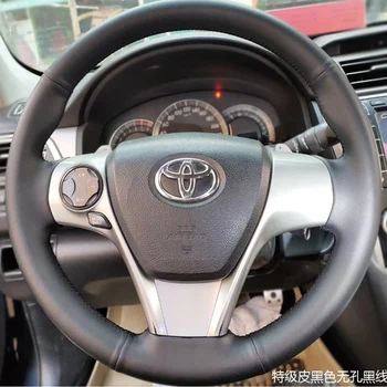 Чехол на руль автомобиля для Toyota Camry 2012-2014 Venza 2013-2015, сшитый вручную, нескользящая натуральная кожа, автомобильные аксессуары