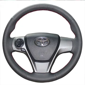 Чехол на руль автомобиля для Toyota Camry 2012-2014 Venza 2013-2015, сшитый вручную, нескользящая натуральная кожа, автомобильные аксессуары Изображение 2