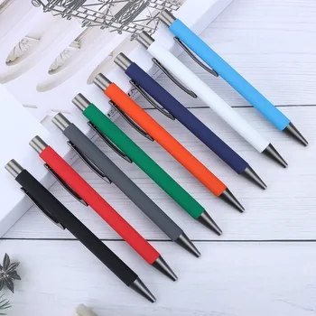 Шариковая ручка нажимного действия 8шт, металлическая, многоцветная, нейтральная Изображение 2