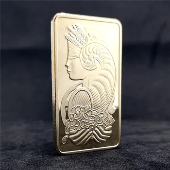 Швейцарский Банк Золотой Слиток Памятная монета 1 унция Коллекция Золотых Монет Goddess Coin Квадратный Позолоченный Блок Изображение 2