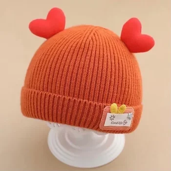 Шерстяная детская осенне-зимняя супер милая шапочка для новорожденных Шерстяная вязаная шапочка для новорожденных мальчиков и девочек Изображение 2