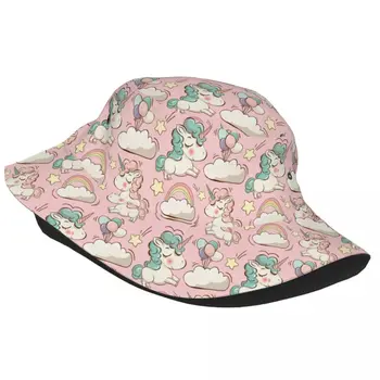 Шляпа с единорогами, модная солнцезащитная кепка, уличная шляпа рыбака для женщин и мужчин, пляжные кепки для подростков, Рыболовная кепка Изображение 2