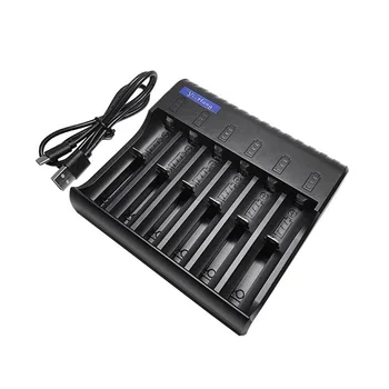 Электрическое зарядное устройство с 6 слотами, умный светодиодный индикатор, USB-зарядное устройство для дома, зарядное устройство для аккумуляторов AA/AAA NiMH/NiCd Изображение 2