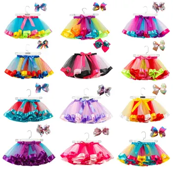 Юбка-пачка для девочек, юбки для маленьких девочек, мини-юбка для танцев, Радужный тюль, Детская юбка принцессы, Яркая детская летняя одежда