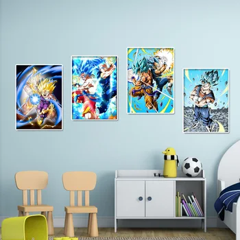Японское Классическое аниме Dragon Ball Goku Картина на холсте Газетные картины Плакат HD Принты Настенное искусство Модульная гостиная Куадрос Изображение 2