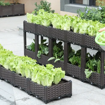 Ящик для посадки овощей большой емкости, Оборудование для посадки овощей на домашнем балконе, Утолщенный квадратный цветочный горшок, садовые горшки и кашпо Изображение 2