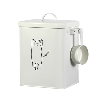 Ящик для хранения корма для собак Железный контейнер для корма для домашних животных Емкостью 4-6 фунтов Жестяная банка для лакомств на кухонной полке Подарок M68E Изображение 2