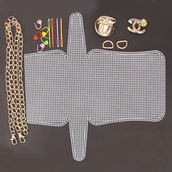 1 комплект Ткацкой Пластиковой Сетки Комплект Пластиковой Сетки С Металлической Цепочкой И Пряжкой DIY Bag Аксессуары Инструменты Для Плетения Easy Knit Helper