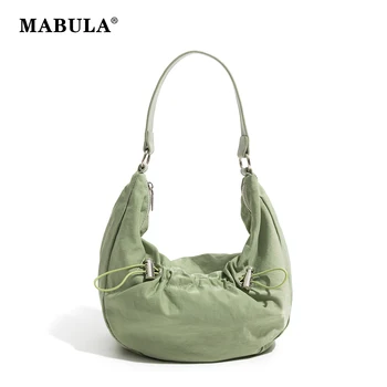 MABULA Корейская стильная сумка-клецка, элегантная Зеленая сумочка-хобо подмышками, модная шикарная сумочка-клатч, легкая сумка