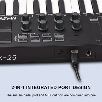 Клавиатура M-VAVE с 25 клавишами MIDI-контроллера, мини-портативная USB-клавиатура для аранжировки музыки, 8 аксессуаров для создания аранжировщика с RGB-подсветкой Изображение 2