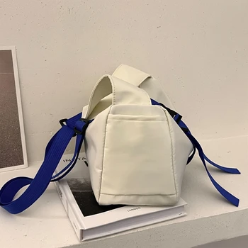 Модные женские сумки через плечо контрастного цвета, повседневная школьная сумка для юных студентов, женская сумка через плечо, нейлоновая дорожная сумочка
