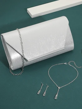 Новый свадебный банкет с сумкой для вечернего платья и набором сережек-ожерелий, более элегантный женский темперамент, дорожная сумка для хранения Изображение 2