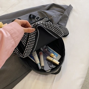 Роскошный женский рюкзак с бриллиантами, трендовая сумка через плечо для дам, Дизайнерская сумка с круглым кошельком для монет, Противоугонный рюкзак Изображение 2