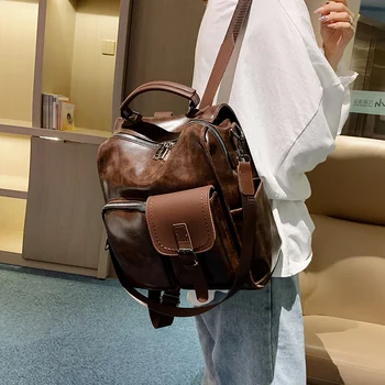 Рюкзак для путешествий на выходные из искусственной кожи большой емкости, женская школьная сумка для девочек-подростков, высококачественная сумка через плечо для леди